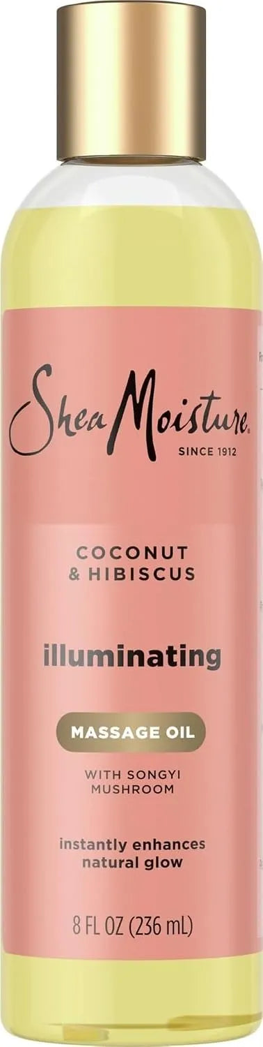 Shea Moisture Coconut & Hibiscus Massage Oil and Body Oil for Dry Skin, Bath Oil with Coconut Oil and Vitamin E Oil for Skin, 8 oz Main image