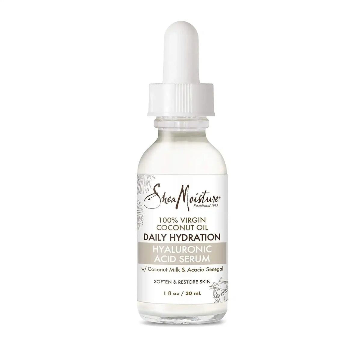 SheaMoisture Hyaluronic Acid Serum for Dry Skin 100% Virgin Coconut Oil Paraben Free Face Serum 1 fl oz Main image