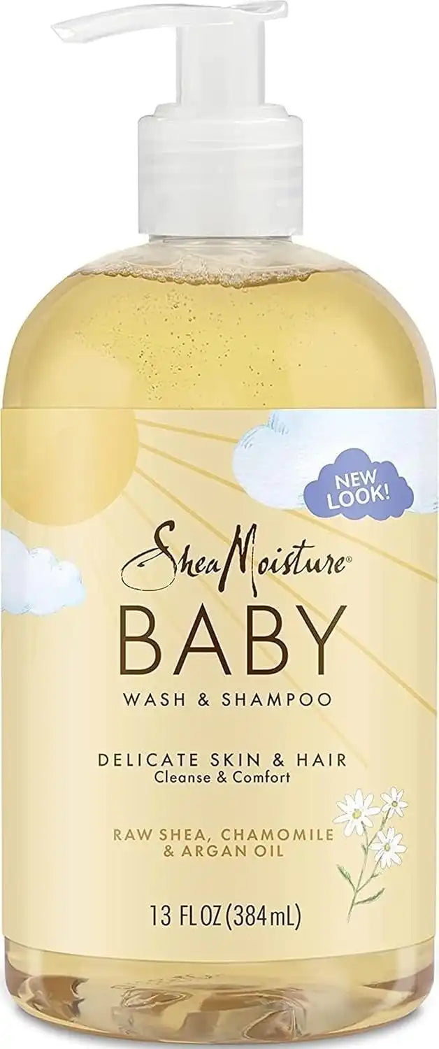 SheaMoisture Baby Wash & Shampoo for All Skin Types Raw Shea, Chamomile & Argan Oil Baby Wash and Shampoo with Frankincense & Myrrh to Help Cleanse 13 oz, Gold, Packaging may vary Main image