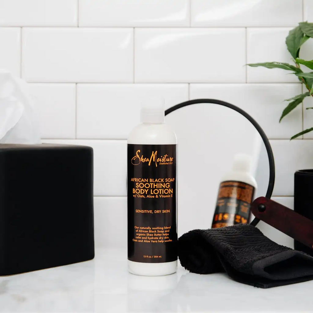 Sheamoisture Soothing Body Lotion for Troubled Skin African Black Soap Lotion with Shea Butter 13 oz