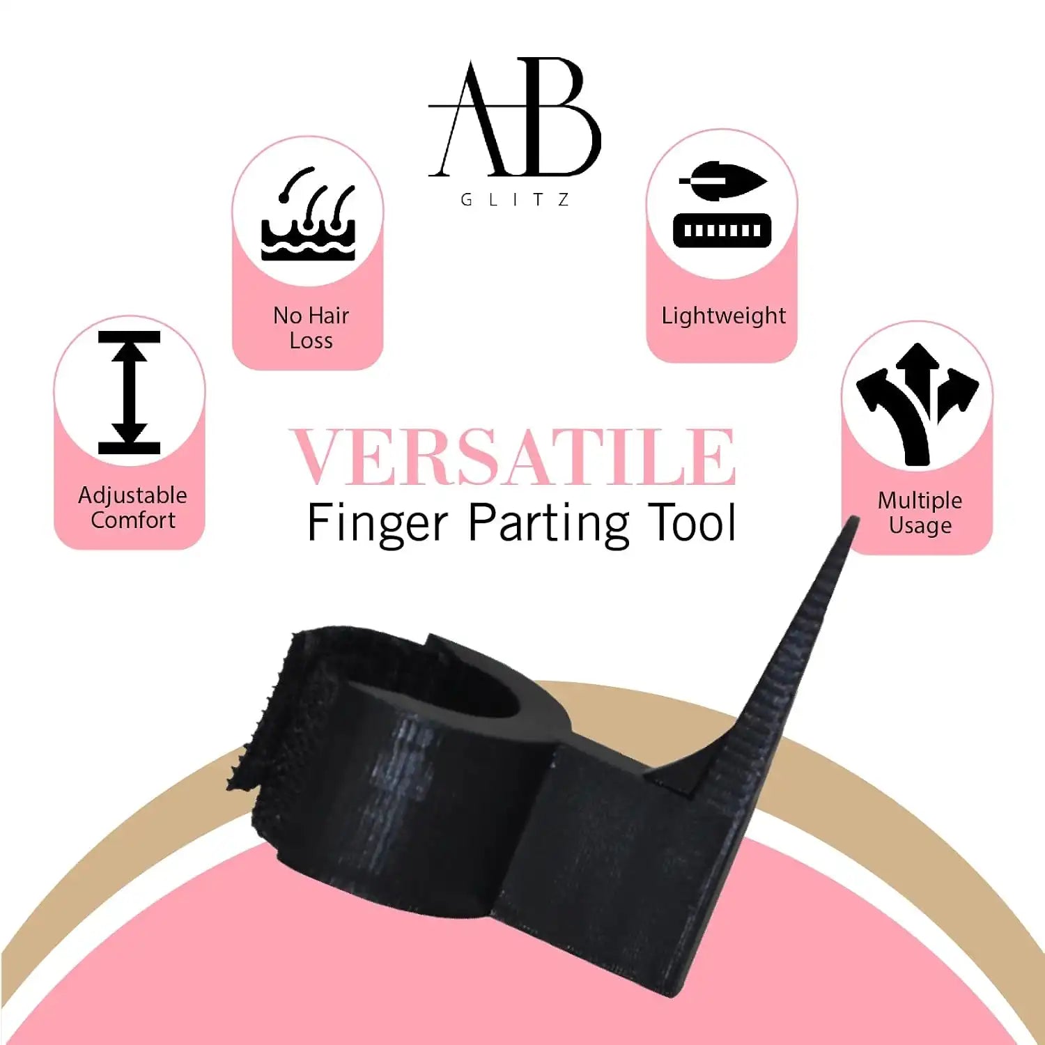 Royalty Headwear The Braid Aid Adjustable Finger Tool - Stitch Braiding Tool, Lightweight Hair Separating Comb - Great for Any Hair Type - Pack of 2 Secondary image