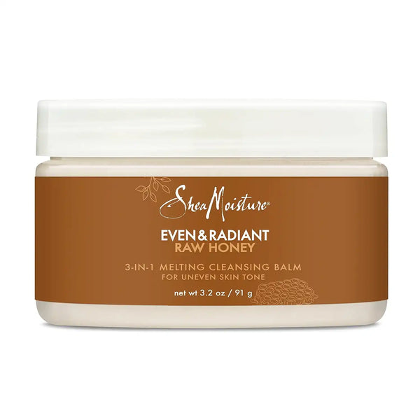 SheaMoisture Even and Radiant Face Cleanser For Uneven Skin Tone and Dark Spots 3-in-1 Cleansing Balm With Raw Honey 3.2 oz