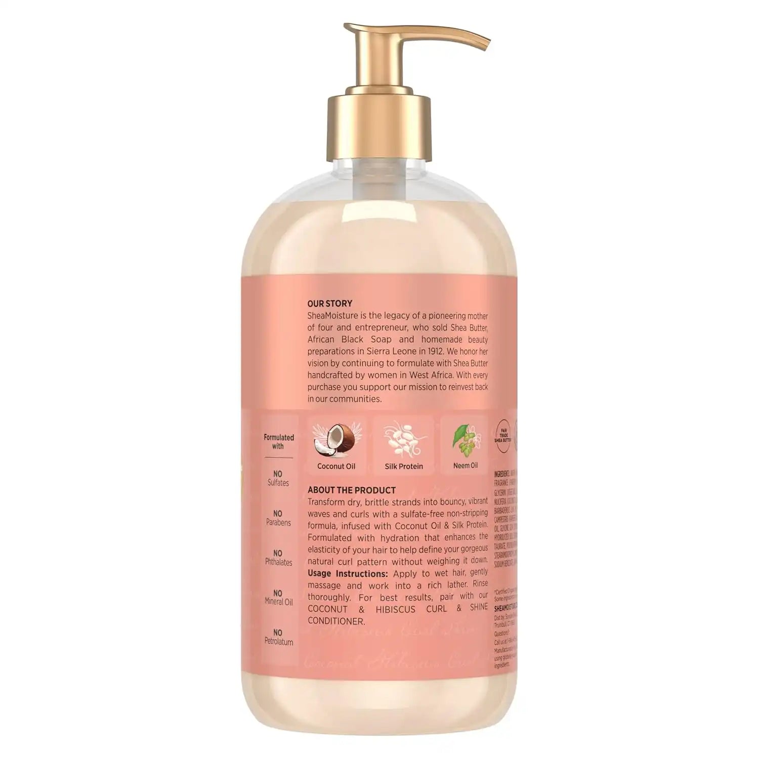 SheaMoisture Shampoo Coconut and Hibiscus,for Thick,Curly Hair,to Cleanse & Hydrate,24 oz,(Pack of 2) Secondary image