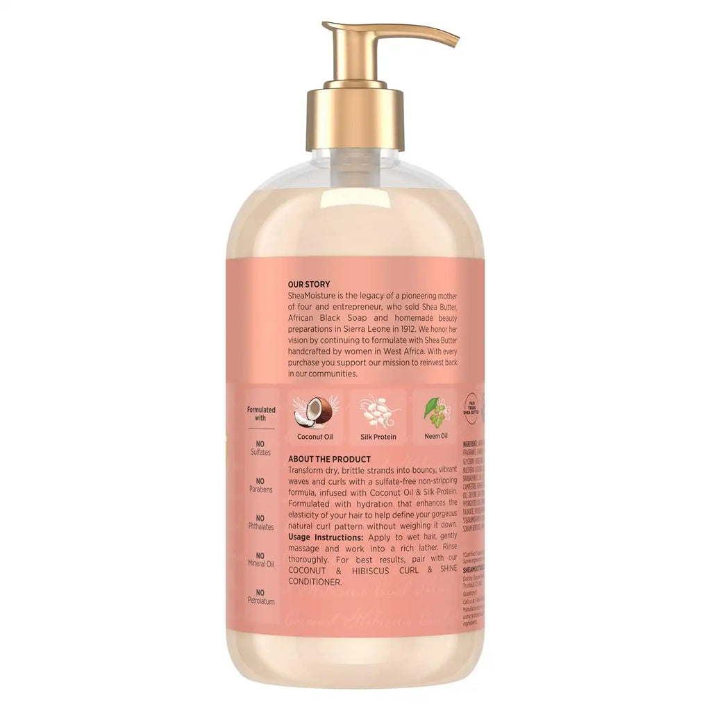 SheaMoisture Shampoo Coconut and Hibiscus,for Thick,Curly Hair,to Cleanse & Hydrate,24 oz,(Pack of 2)