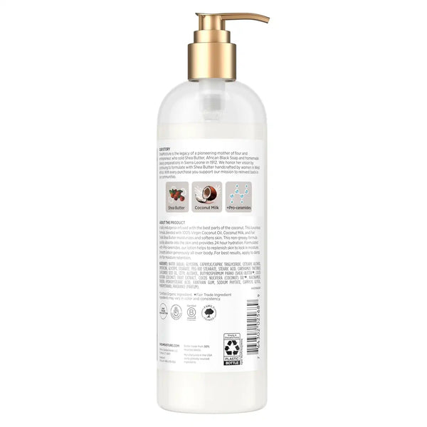 SheaMoisture Daily Hydration Body Lotion with 100% Virgin Coconut Oil, Shea Butter, Coconut Milk and Pro-Ceramides, Quickly Nourish & Soften Skin, 24H Moisturizing 16 oz (Pack of 4)