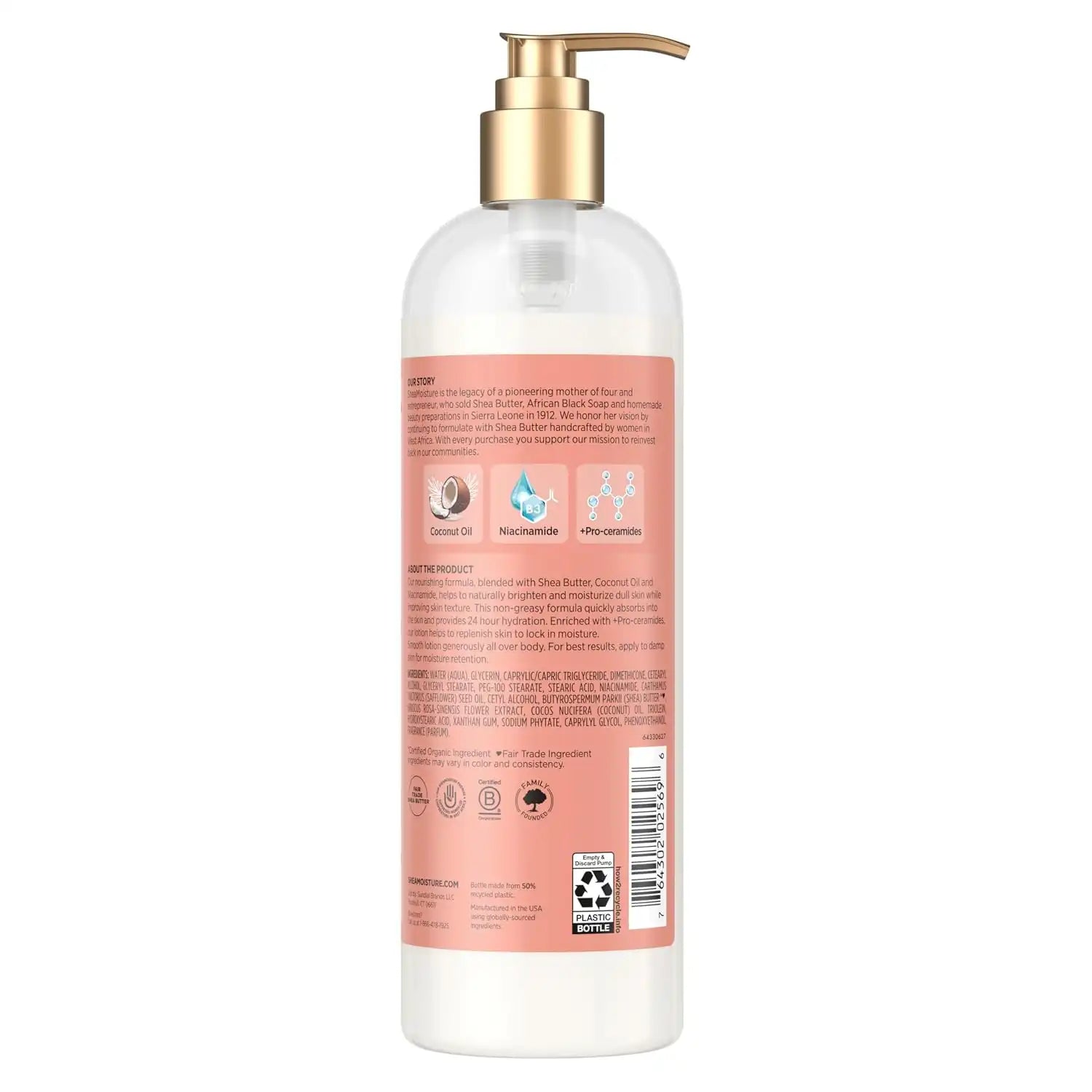 SheaMoisture Illuminating Body Lotion with Coconut Oil, Hibiscus, Niacinamide and Pro-Ceramides, Instantly Enhancing Skin's Natural Glow, 24H Moisturizing 16 oz, (Pack of 2) Secondary image