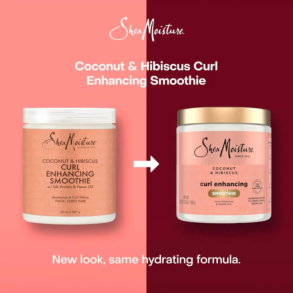 Shea Moisture Curl Enhancing Smoothie Hair Cream for Thick, Curly Hair Coconut and Hibiscus Sulfate Free and Paraben Free Curl Cream 20 oz