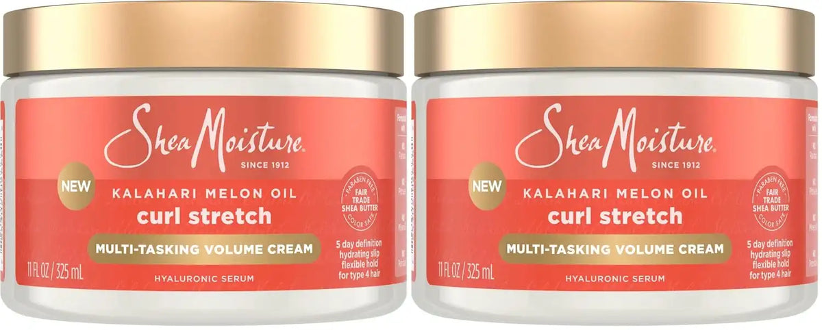 SheaMoisture Curl Stretch Multi-tasking Volume Cream Kalahari Melon Oil and a Tropical Vacation Scent With Hydrating Hyaluronic Serum, Defines Type 4 Curls For Days 11 Fl Oz, (Pack of 2) Main image