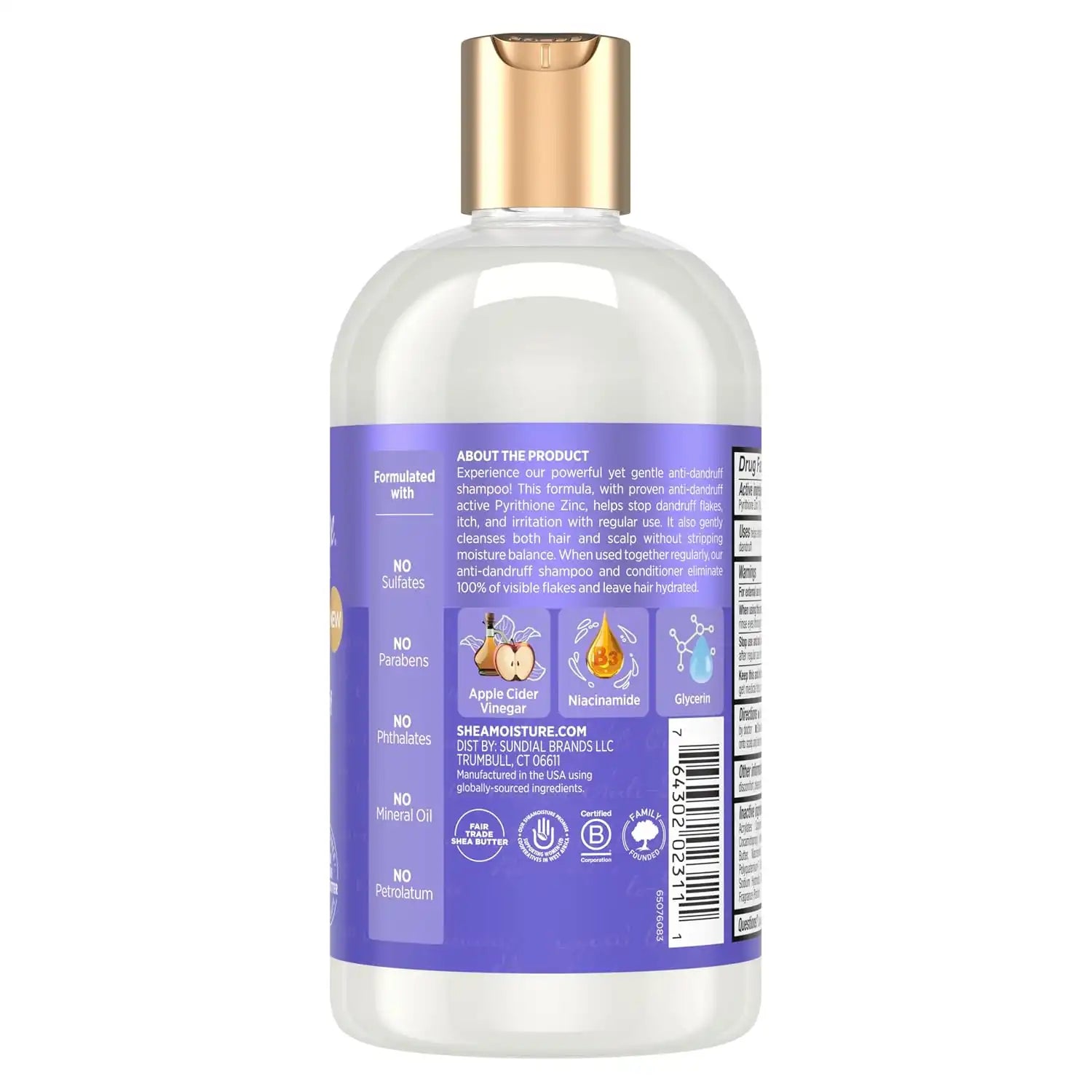 SheaMoisture Anti-Dandruff Shampoo Apple Cider Vinegar & Salicylic Acid For Removing Buildup System For A Healthier Scalp 13 Oz,(Pack of 2) Secondary image