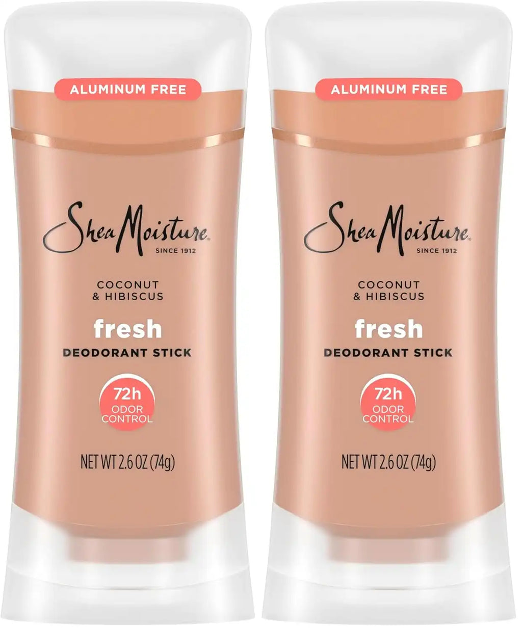 SheaMoisture Deodorant Stick 72h Odor Control Coconut & Hibiscus Fresh Aluminum Free 2.6 oz,(Pack of 2)