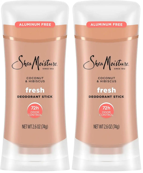 SheaMoisture Deodorant Stick 72h Odor Control Coconut & Hibiscus Fresh Aluminum Free 2.6 oz,(Pack of 2)