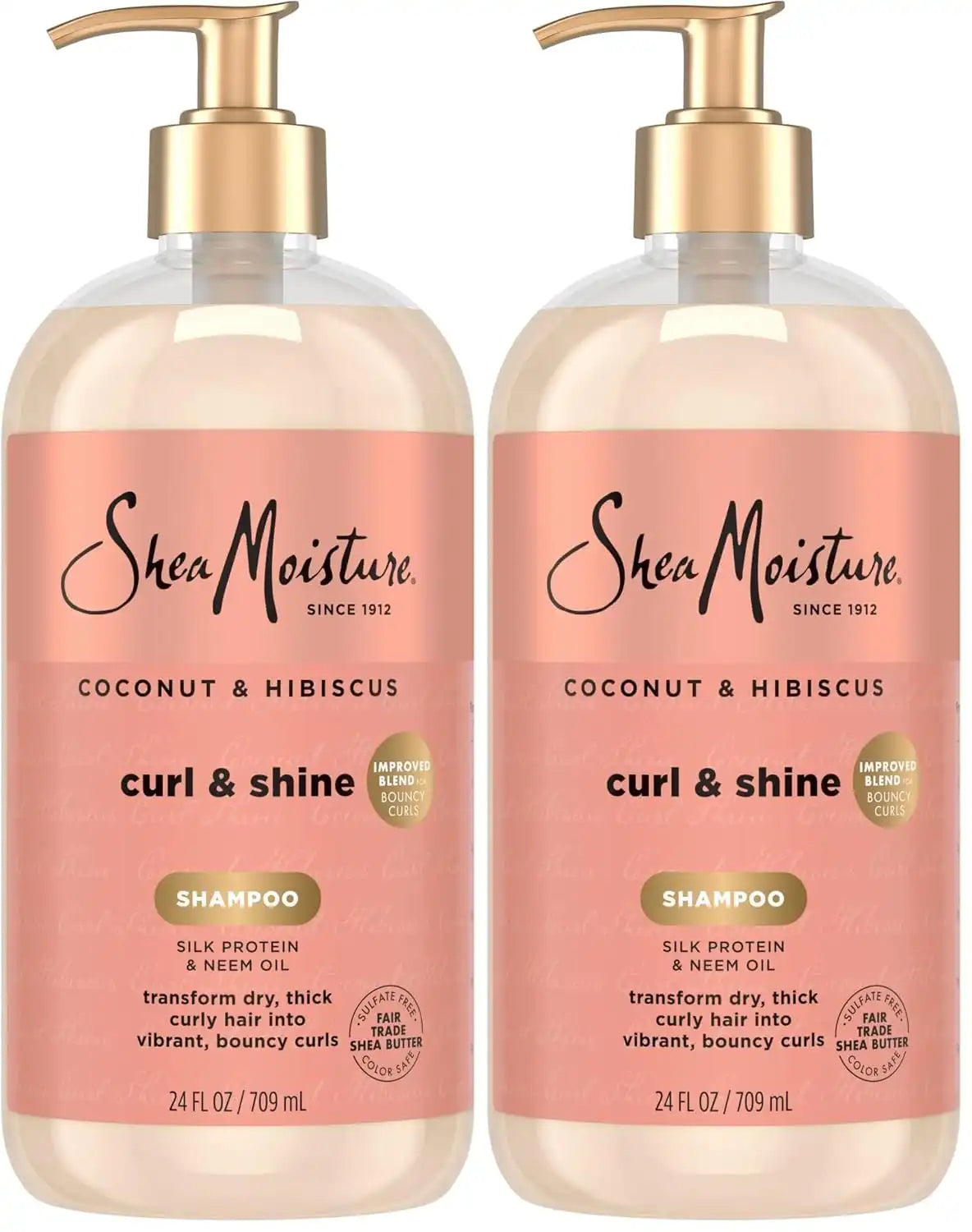 SheaMoisture Shampoo Coconut and Hibiscus,for Thick,Curly Hair,to Cleanse & Hydrate,24 oz,(Pack of 2) Main image