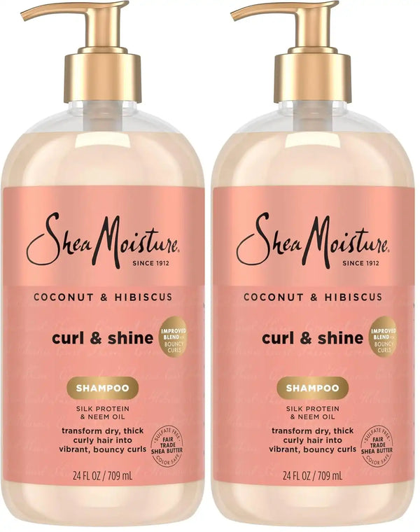 SheaMoisture Shampoo Coconut and Hibiscus,for Thick,Curly Hair,to Cleanse & Hydrate,24 oz,(Pack of 2)