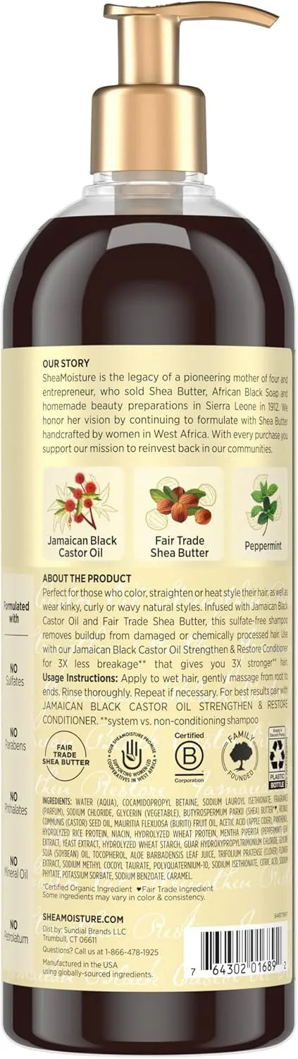 SheaMoisture Strengthen and Restore Shampoo Jamaican Black Castor Oil for Damaged Hair Sulfate-Free 24 oz,(Pack of 2) Secondary image