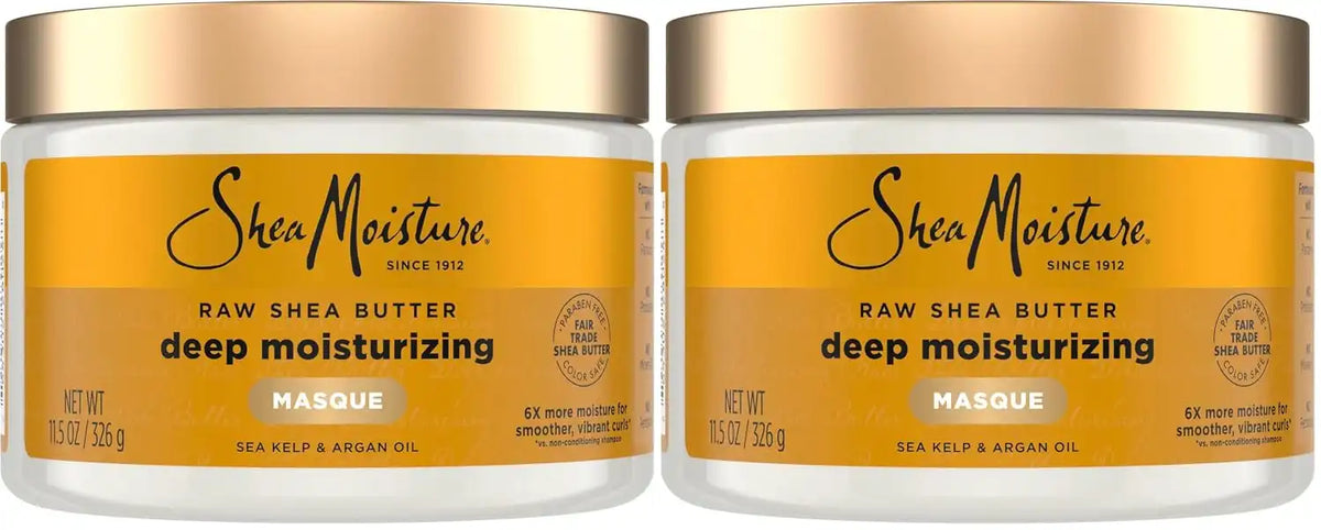 SheaMoisture Raw Shea Butter Deep Moisturizing Hair Masque for Curly Hair Raw Shea Butter Deep Conditioner to Moisturize and Renew-Hair 11.5 oz,(Pack of 2) Main image