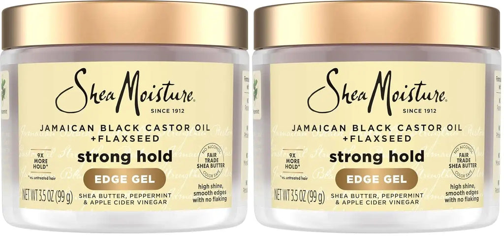 SheaMoisture Edge Control Strong Hold Gel+Flaxseed Jamaican Black Castor Oil Keeps Edges in Place,No Flakes,Infused With Hydrolyzed Corn Starch,Glycerin,Indulgent Scent ParabenFree AntiFrizz Gel 3.5oz