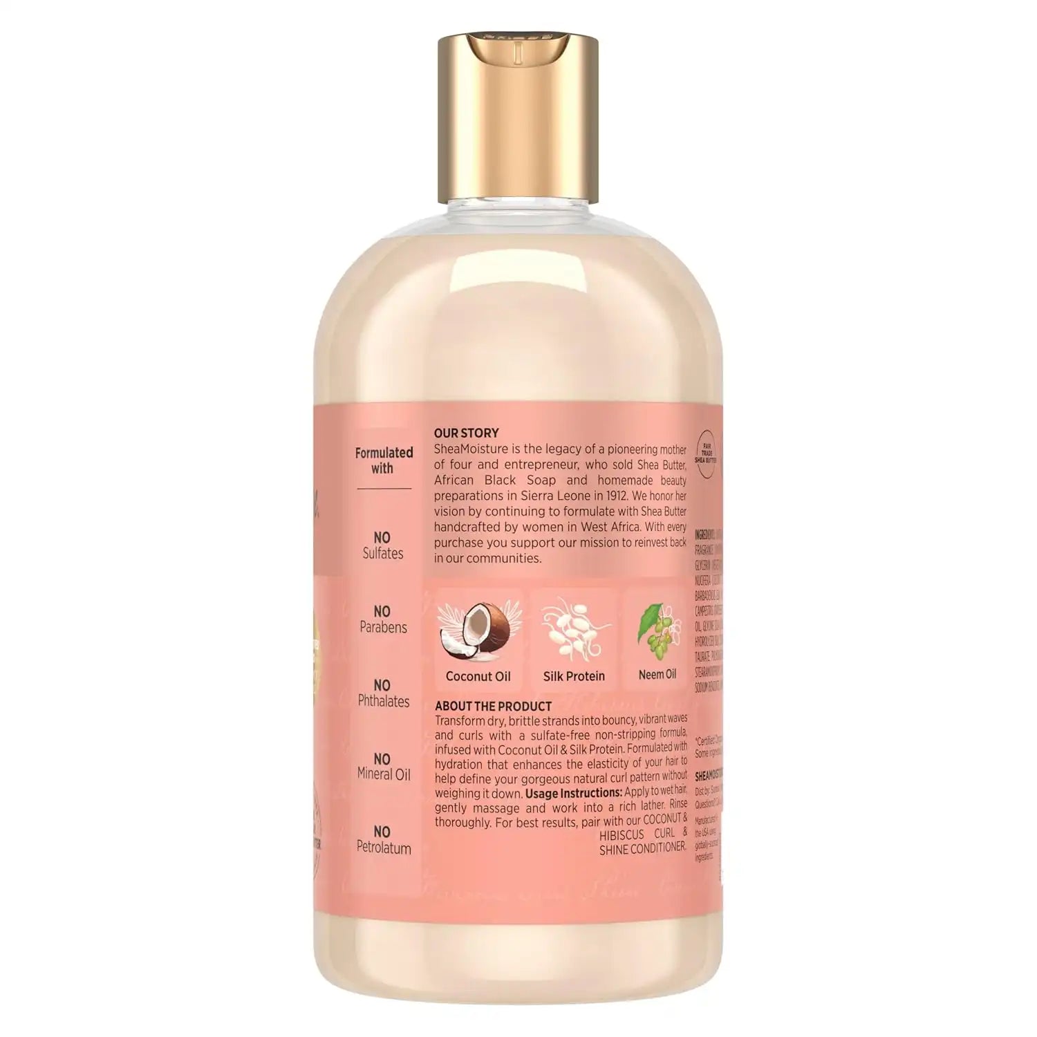 Shea Moisture Shampoo Curl and Shine for Curly Hair Coconut and Hibiscus Paraben Free Shampoo 13 oz Secondary image