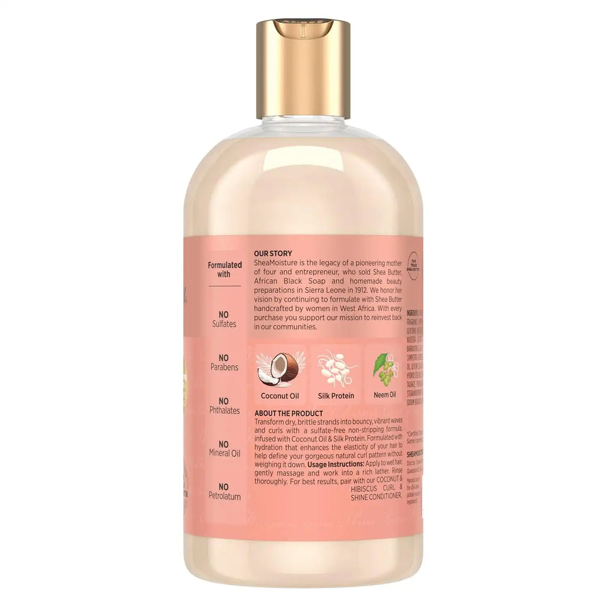 Shea Moisture Shampoo Curl and Shine for Curly Hair Coconut and Hibiscus Paraben Free Shampoo 13 oz