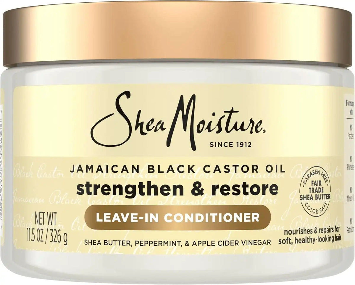 Shea Moisture Jamaican Black Castor Oil Leave In Conditioner 100% Pure Jamaican Black Castor Oil For Damaged Hair to Soften and Detangle Hair 11.5 oz (Pack of 12) Main image