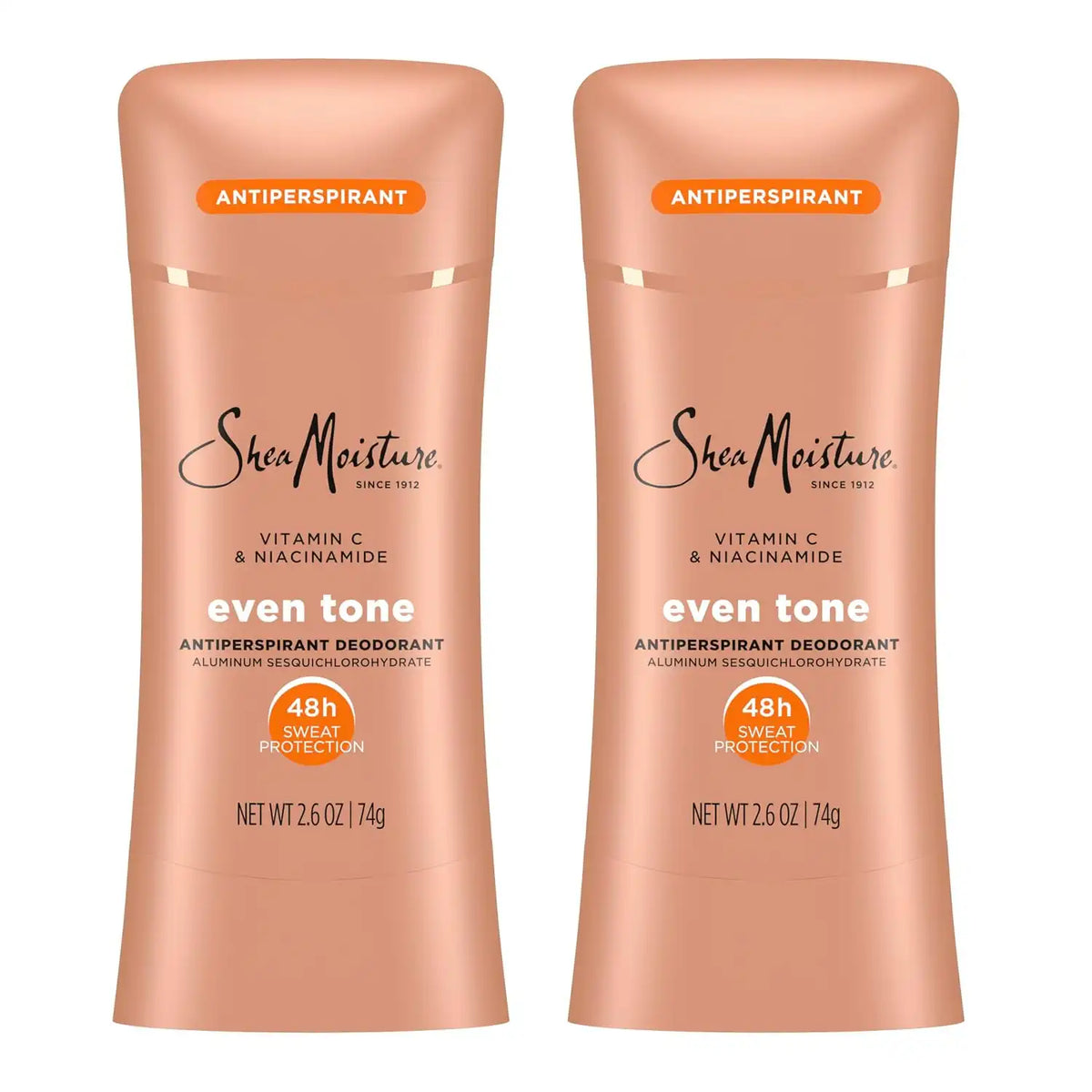 SheaMoisture Antiperspirant Deodorant Stick Even Tone Vitamin C & Niacinamide 2 Count for 48HR Sweat & Odor Protection with No Parabens & No Mineral Oil 2.6 oz Main image