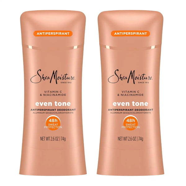 SheaMoisture Antiperspirant Deodorant Stick Even Tone Vitamin C & Niacinamide 2 Count for 48HR Sweat & Odor Protection with No Parabens & No Mineral Oil 2.6 oz