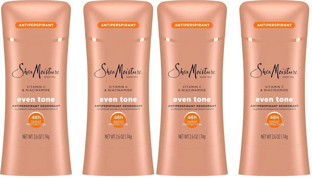 SheaMoisture Antiperspirant Deodorant Stick Even Tone Vitamin C & Niacinamide for 48HR Sweat & Odor Protection with No Parabens & No Mineral Oil 2.6 oz, (Pack of 4)