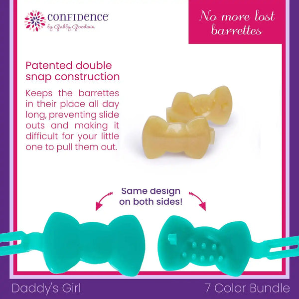 Confidence - GaBBY Bow Daddy's Girl Design - Patented Non-Slip Barrettes – 60 Pack – 6 Bow Colors