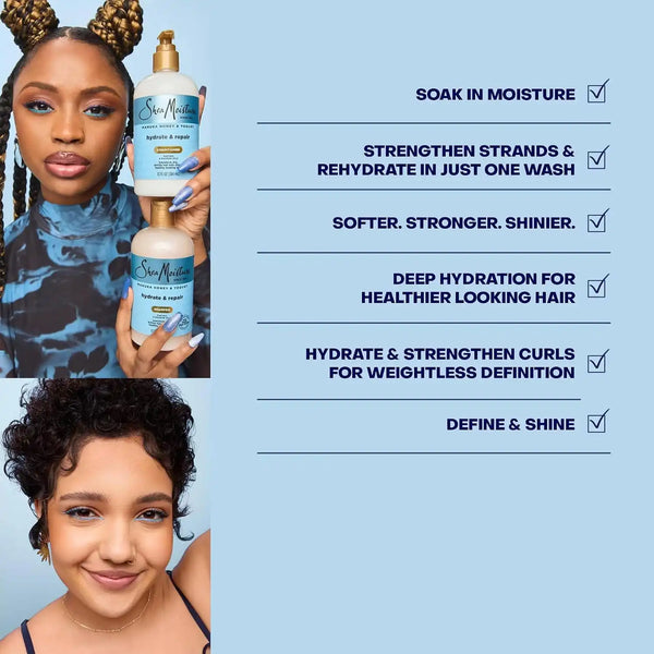 SheaMoisture Shampoo & Conditioner, Manuka Honey & Yogurt Hydrate & Repair + Whipped Curl Cream for Curly Hair Definition, Frizz Control