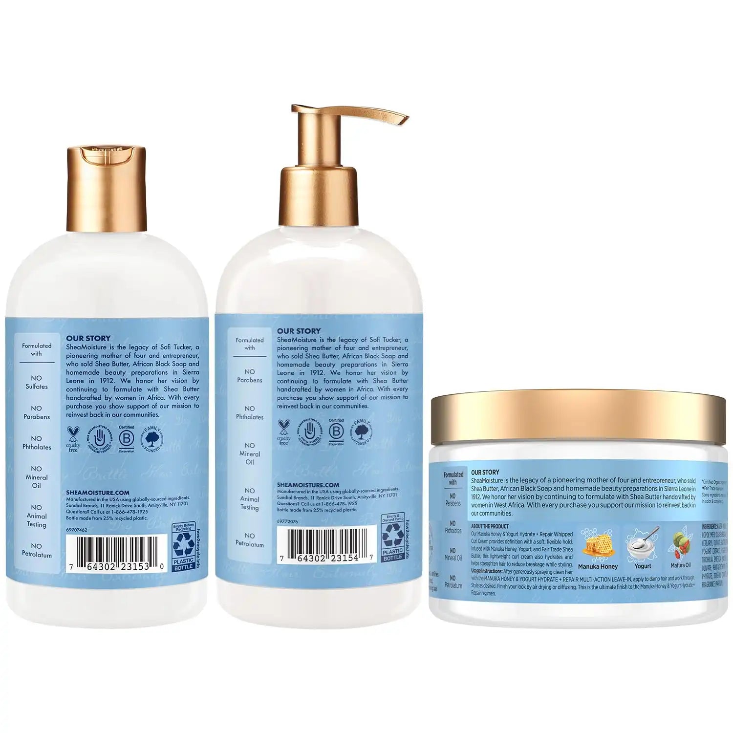 SheaMoisture Shampoo & Conditioner, Manuka Honey & Yogurt Hydrate & Repair + Whipped Curl Cream for Curly Hair Definition, Frizz Control Secondary image