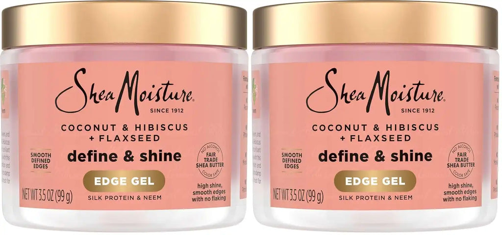 SheaMoisture Define&Shine Edge Gel + Flaxseed Coconut&Hibiscus Holds and Controls Edges All Day Infused With Glycerin,Coconut Oil and an Invigorating Sweet Scent Paraben-Free Hair 3.5 OZ,(Pack of 2)