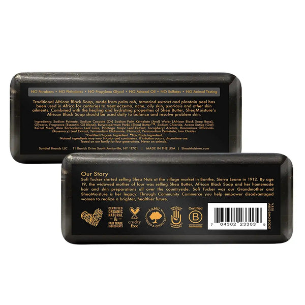 SheaMoisture Bar Soap 6 Count for Troubled Skin African Black Soap Cleanser with Shea Butter 8 oz
