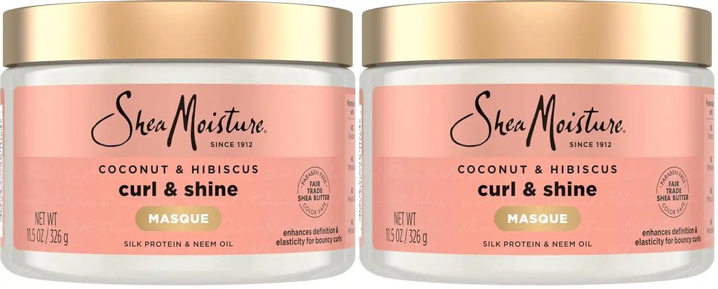 SheaMoisture Hair Mask Coconut & Hibiscus for Dry Curls Hair Mask with Shea Butter 11.5 oz, (Pack of 2)