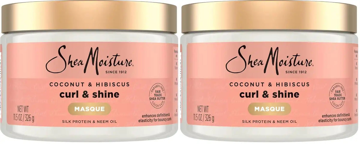 SheaMoisture Hair Mask Coconut & Hibiscus for Dry Curls Hair Mask with Shea Butter 11.5 oz, (Pack of 2) Main image