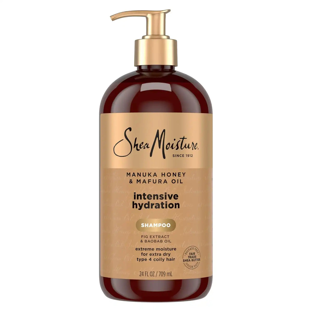 Shea Moisture Intensive Hydration Shampoo Manuka Honey & Mafura Oil, For Extra Dry, Damaged Hair, Sulfate-Free, 24 Fl Oz (Pack of 6) Main image