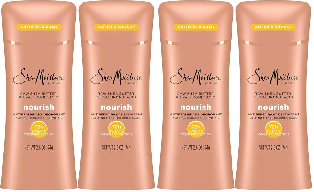 SheaMoisture Antiperspirant Deodorant Stick Moisturizing Raw Shea Butter & Hyaluronic Acid for 48HR Sweat & Odor Protection with No Parabens-& No Mineral Oil 2.6 oz,(Pack of 4)