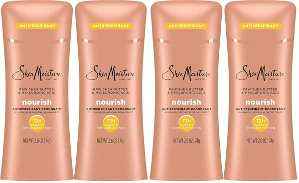 SheaMoisture Antiperspirant Deodorant Stick Moisturizing Raw Shea Butter & Hyaluronic Acid for 48HR Sweat & Odor Protection with No Parabens-& No Mineral Oil 2.6 oz,(Pack of 4)