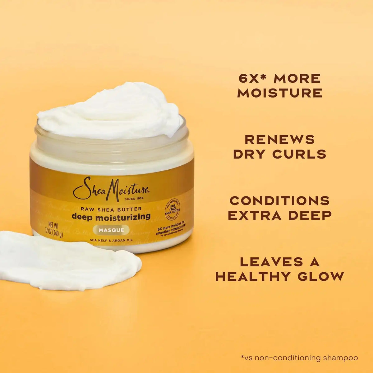 SheaMoisture Raw Shea Butter Deep Moisturizing Hair Masque for Curly Hair Raw Shea Butter Deep Conditioner to Moisturize and Renew Hair 11.5 oz