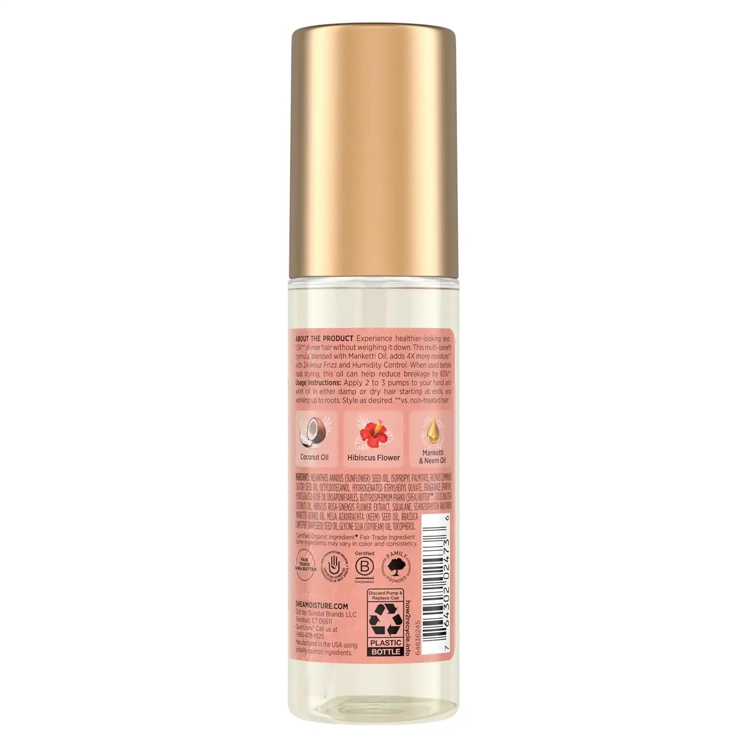 Shea Moisture Coconut & Hibiscus Smooth & Shine Oil Coconut & Hibiscus Softens And Hydrates Hair With Manketti And_Coconut Oil For A Lightweight Texture 3.3 Fl Oz (Pack of 6) Secondary image
