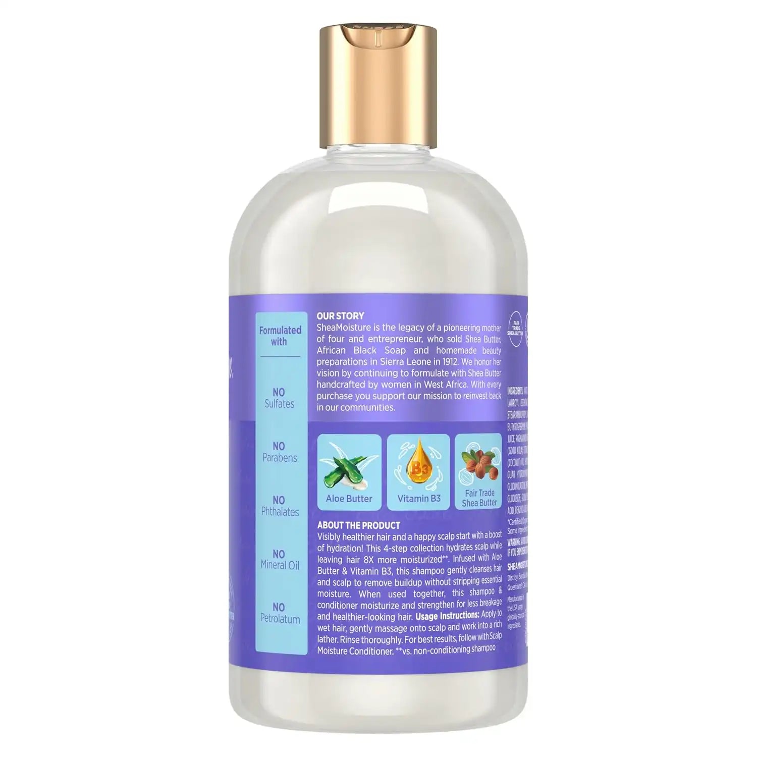 SheaMoisture Scalp Moisture Shampoo Aloe Butter & Vitamin B3 Hair Care with a Boost of Hydration To Hydrate Scalp + Moisturized Hair 13 oz Secondary image