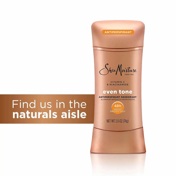 SheaMoisture Antiperspirant Deodorant Stick Even Tone Vitamin C & Niacinamide 2 Count for 48HR Sweat & Odor Protection with No Parabens & No Mineral Oil 2.6 oz