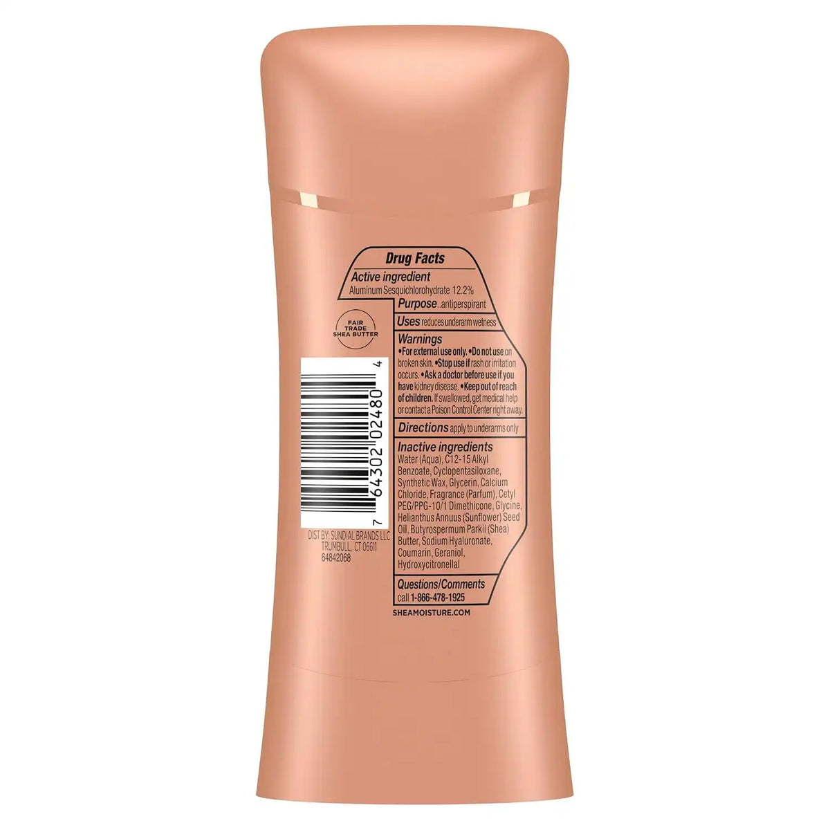 SheaMoisture Antiperspirant Deodorant Stick Moisturizing Raw Shea Butter & Hyaluronic Acid 2 Count for 48HR Sweat & Odor Protection with No Parabens & No Mineral Oil 2.6 oz