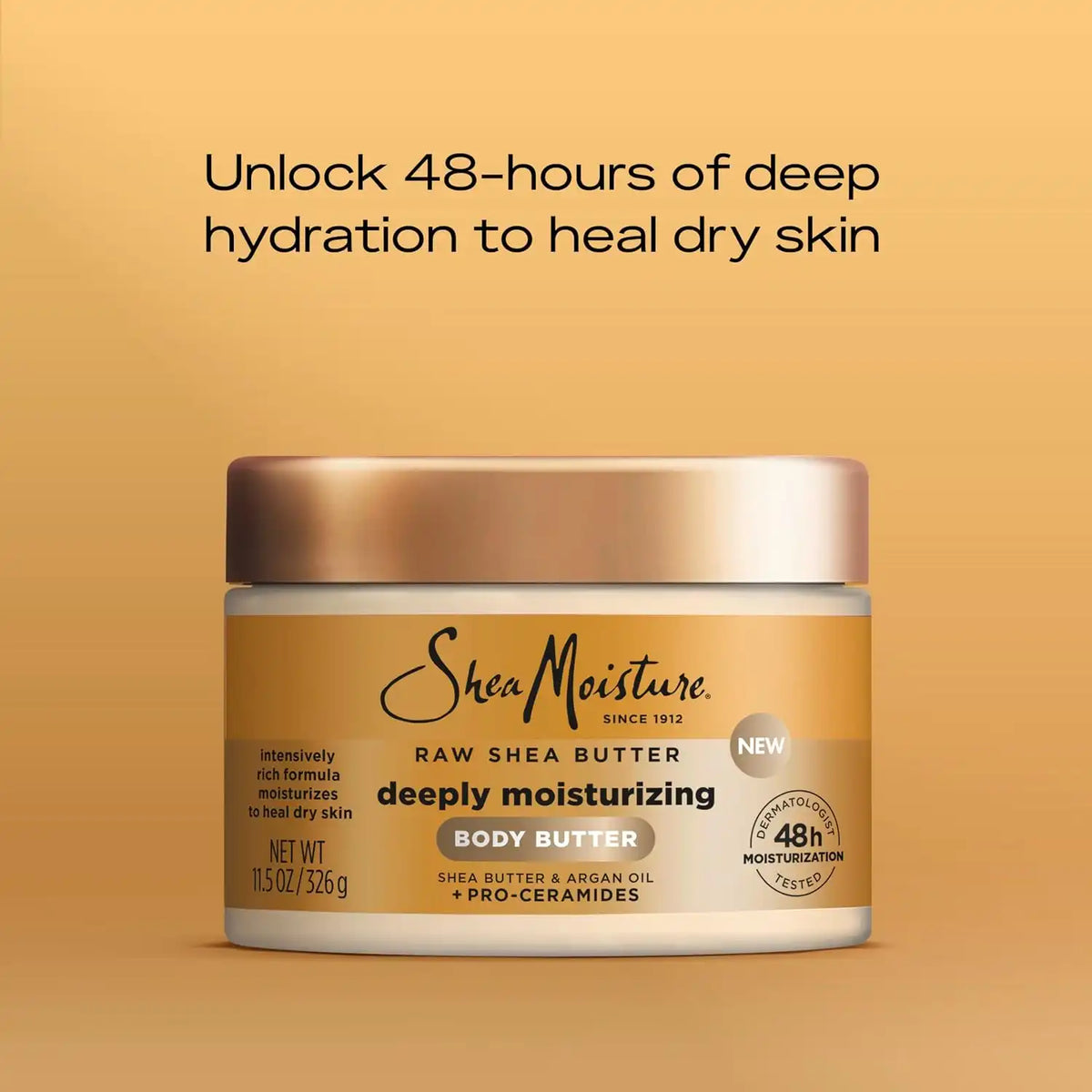 SheaMoisture Deeply Moisturizing Body Butter with Raw Shea Butter, Argan Oil and Pro-Ceramides, Rich Hydration & Healing of Dry Skin, 48H Moisturizing 11.5 oz (Pack of 12)