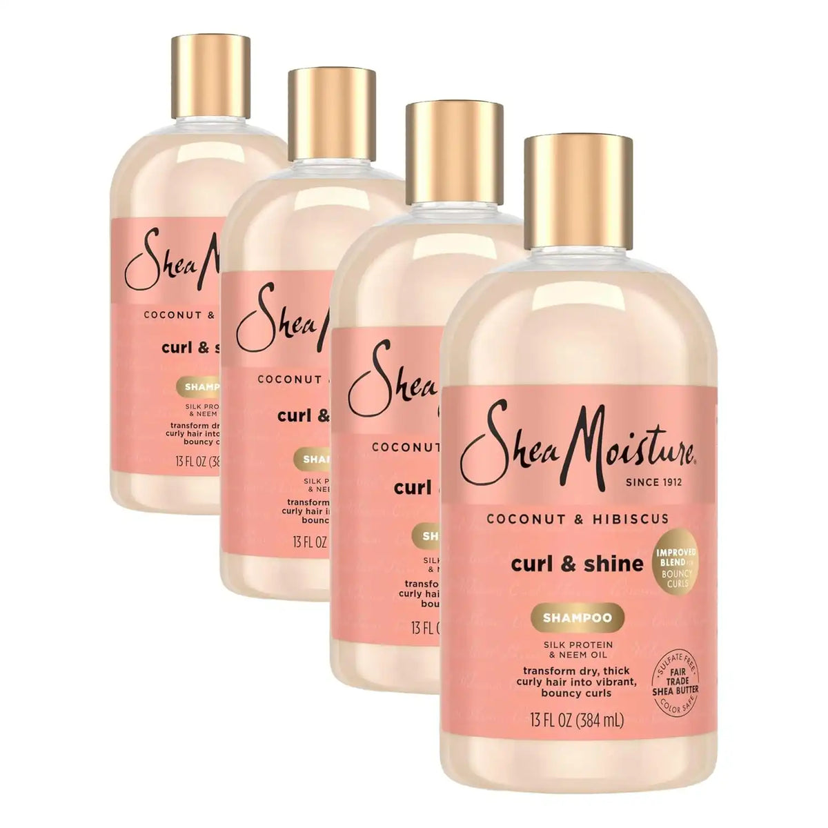 Shea Moisture Curl and Shine Coconut Shampoo Coconut & Hibiscus for Curly Hair Paraben Free Shampoo 13 oz (Pack of 4) Main image
