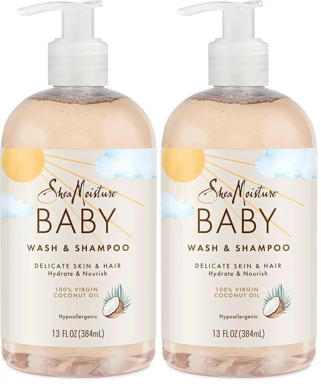 SheaMoisture Baby Wash and Shampoo 100% Virgin Coconut Oil for Baby Skin Cruelty Free Skin Care 13 oz (Pack of 2)