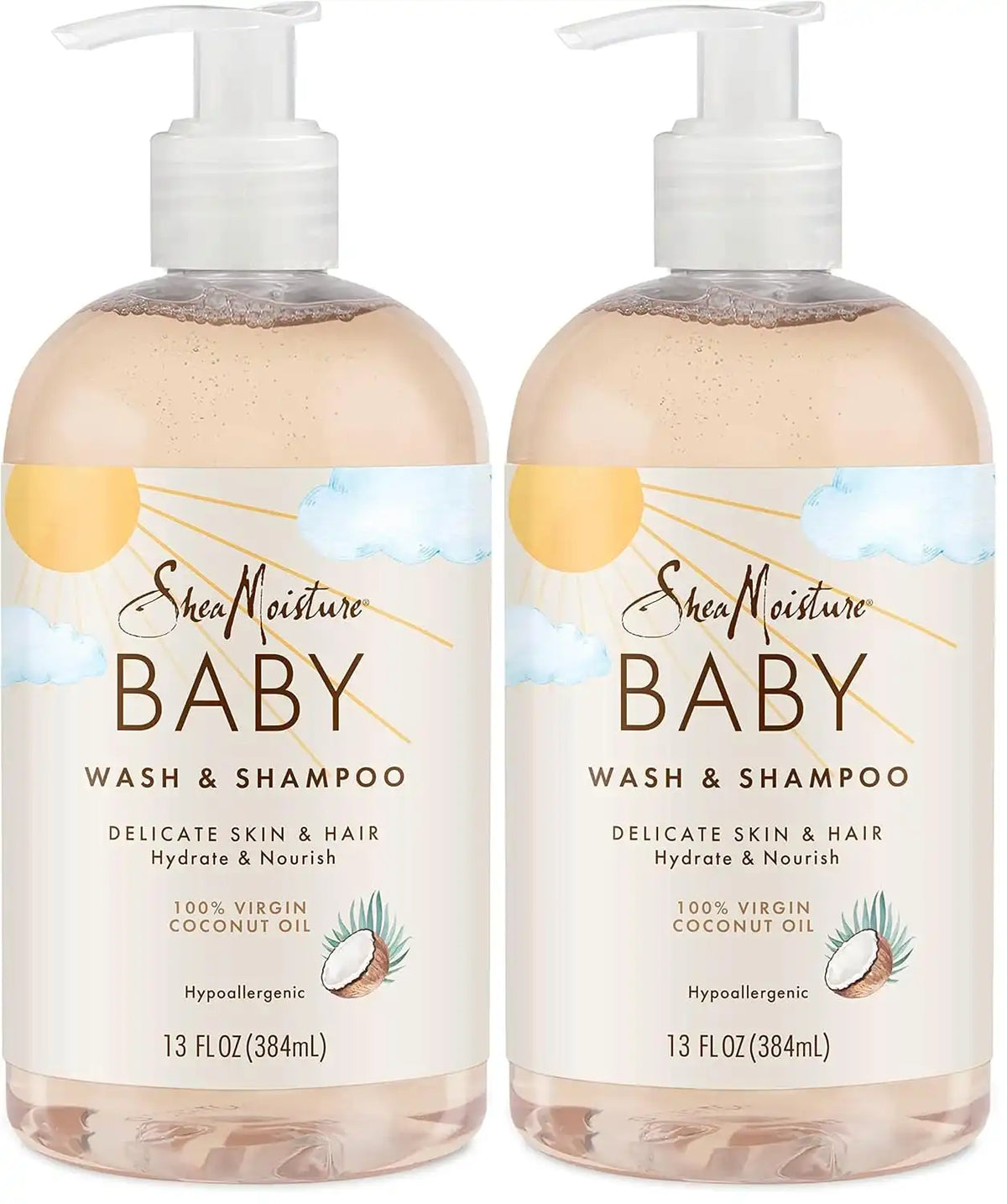 SheaMoisture Baby Wash and Shampoo 100% Virgin Coconut Oil for Baby Skin Cruelty Free Skin Care 13 oz (Pack of 2) Main image
