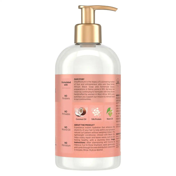 Shea Moisture Curl & Shine Conditioner Coconut & Hibiscus, for Thick, Curly Hair to Moisturize & Soften, 13 oz