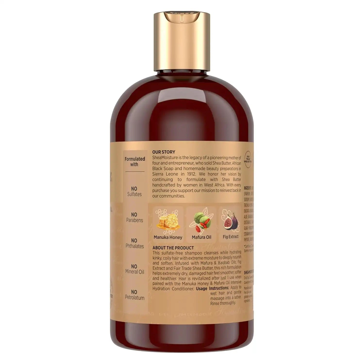 Shea Moisture Intensive Hydration Shampoo for Dry, Damaged Hair Manuka Honey and Mafura Oil Sulfate-Free 13 oz Secondary image