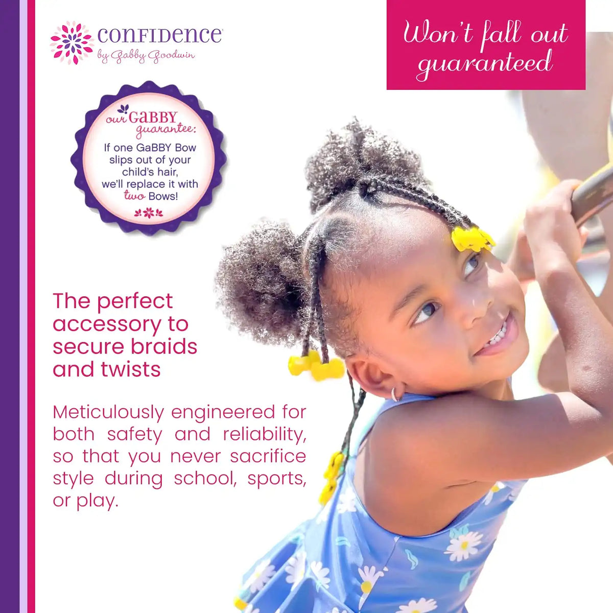 Confidence - GaBBY Bow Daddy's Girl Design - Patented Non-Slip Barrettes – 60 Pack – 6 Bow Colors