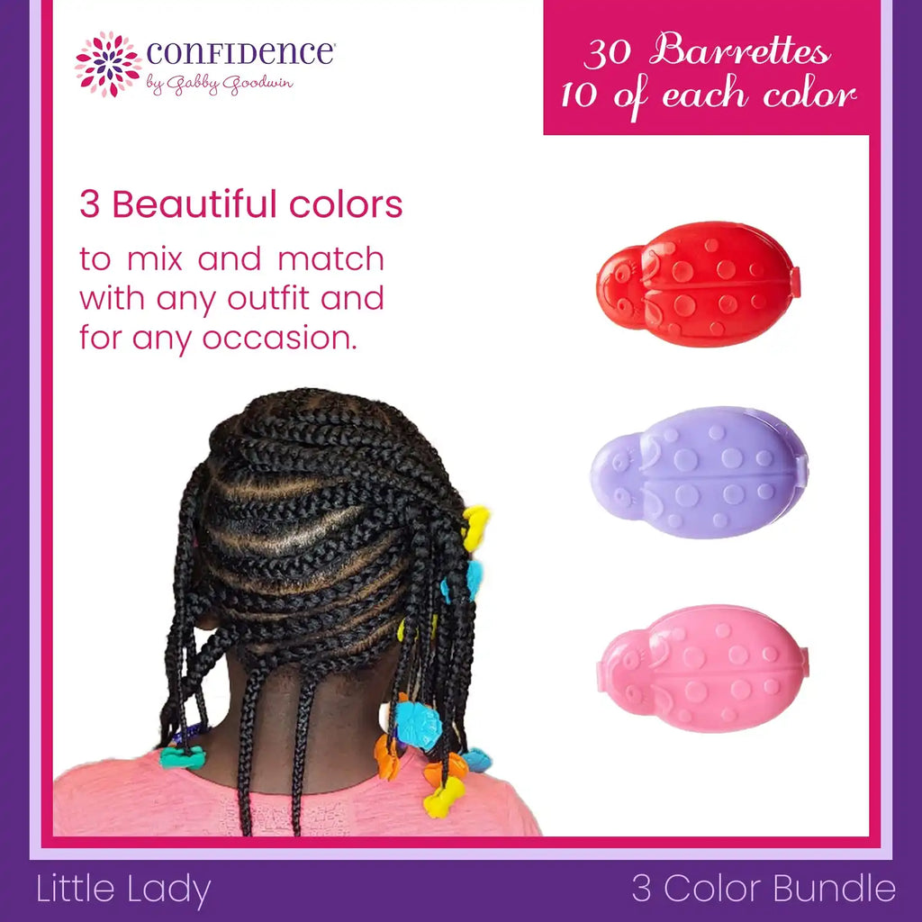 Confidence by GaBBY Goodwin - Little Lady GaBBY Bows - Non-Slip Barrettes – Patented Double Sided Snap – 30 Pack – 3 Ladybug Colors