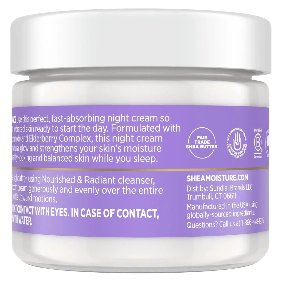 SheaMoisture Melanin Care Night Repair Cream Nourished & Radiant for Strengthening Skin's Moisture Barrier, with Pro-Ceramides +Elderberry Complex, 2 oz